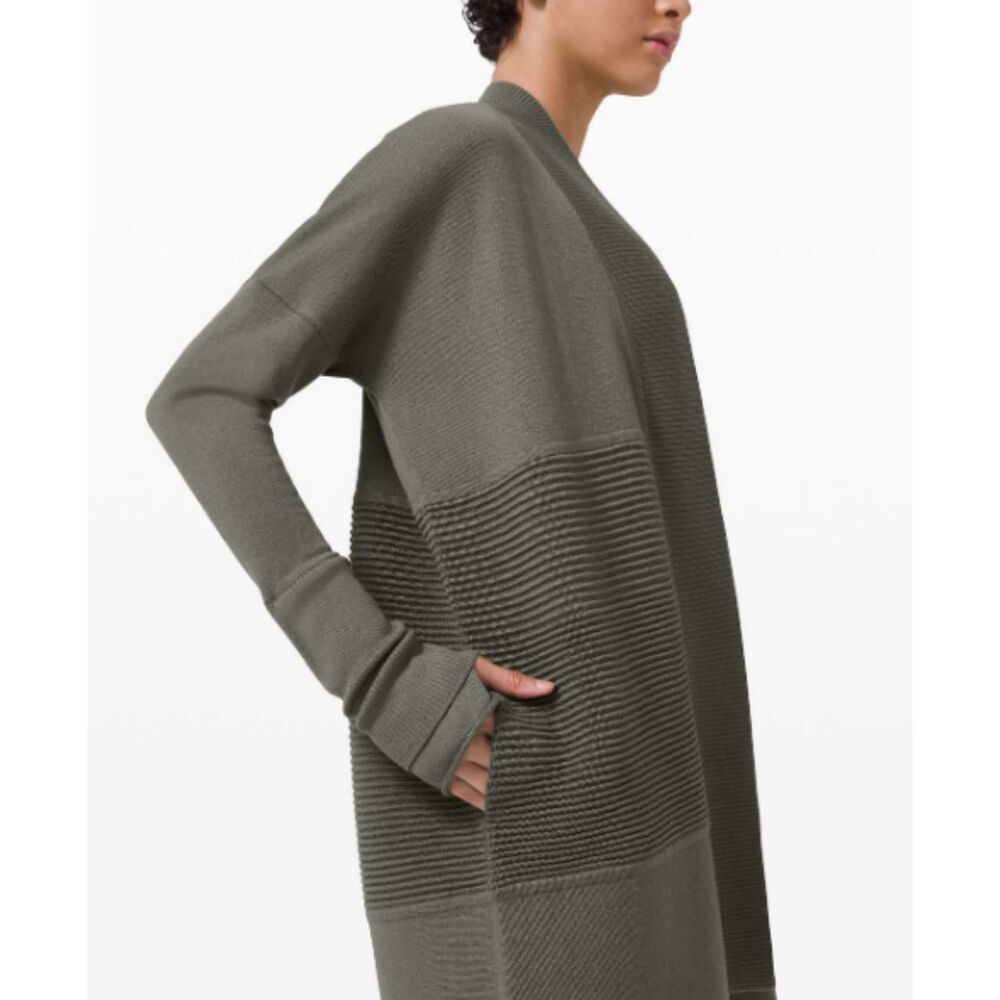 Lululemon Sit In Lotus Wrap II Grey Sage Merino Wool Convertible Cardigan Top